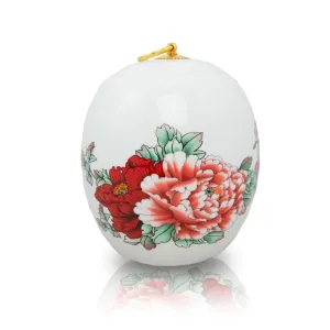 Red Peony Ceramic Cremation Urn in Medium