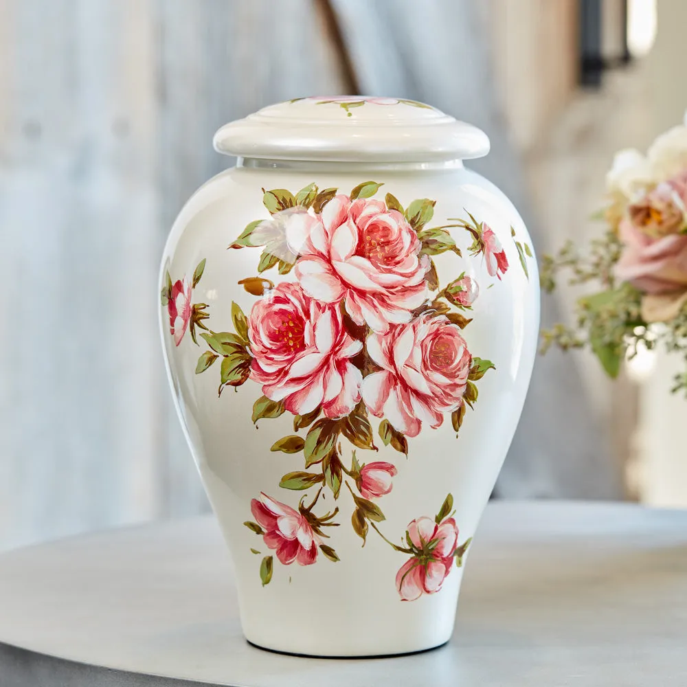 Rose Bouquet Ceramic Cremation Urn In Large