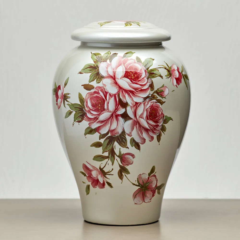 Rose Bouquet Ceramic Cremation Urn In Large