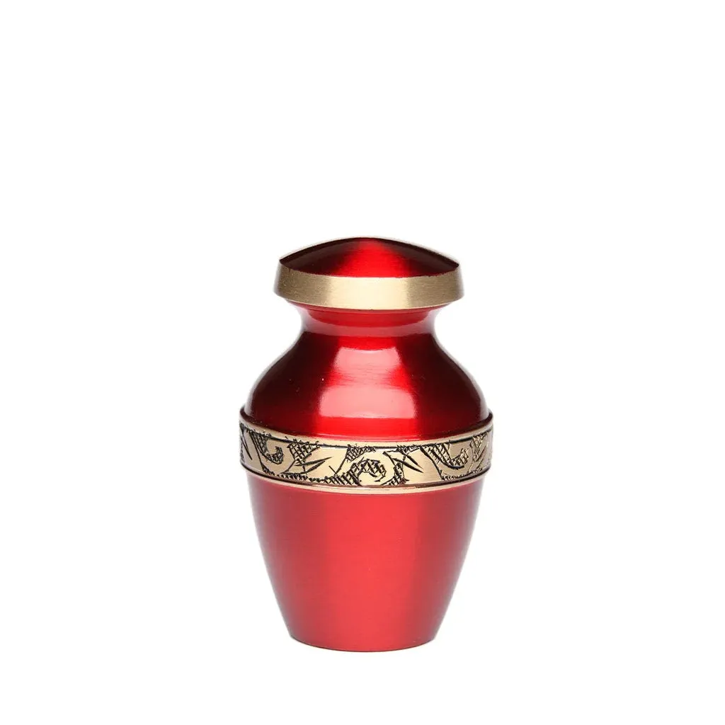 Royal Red Brass Urn with Jasmine Leaf Art
