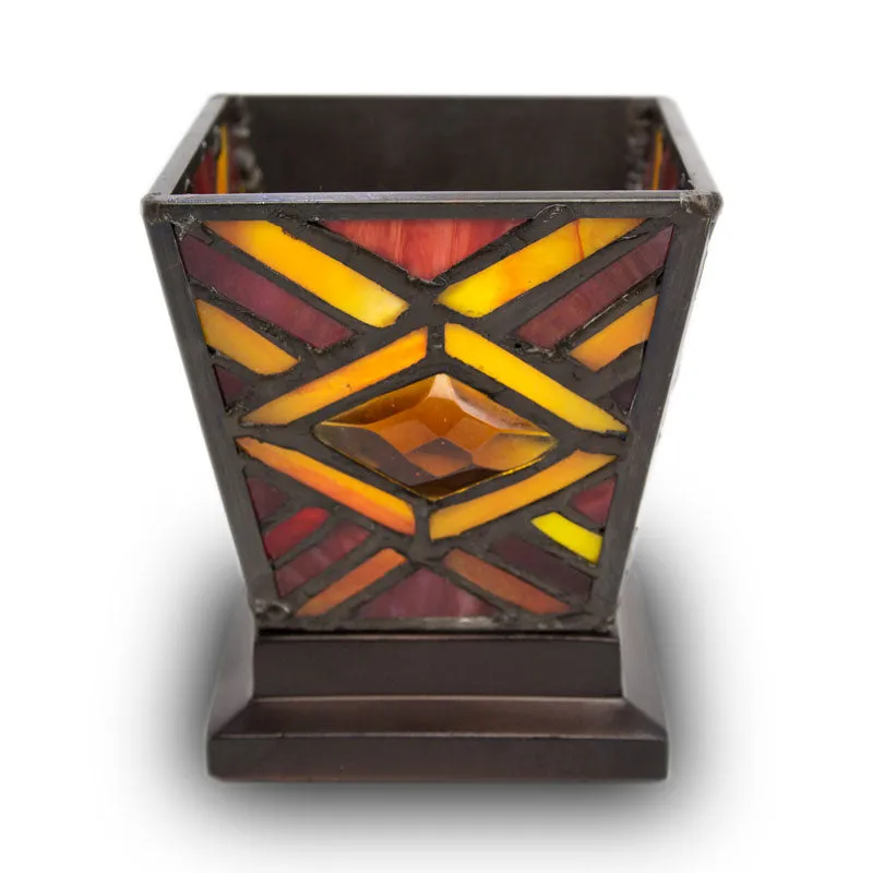 Ruby Mission Stained Glass Keepsake Urn and Candle Holder