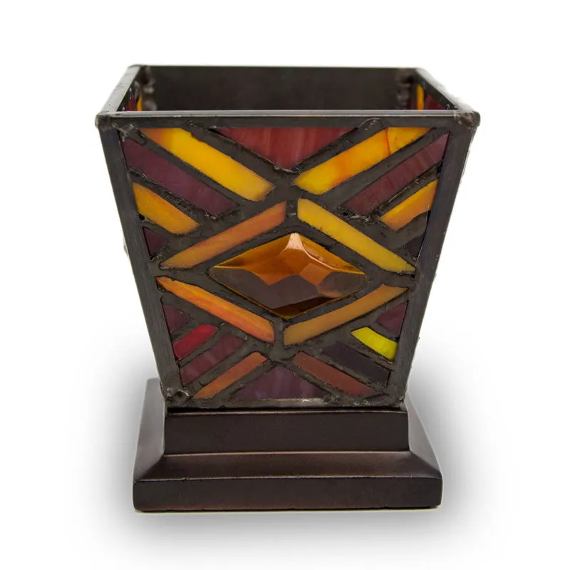 Ruby Mission Stained Glass Keepsake Urn and Candle Holder
