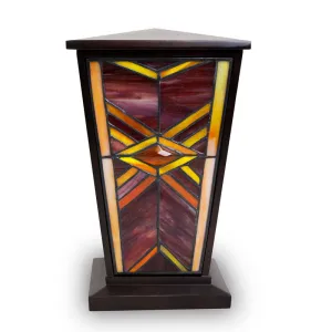 Ruby Mission Style Stained Glass Cremation Urn
