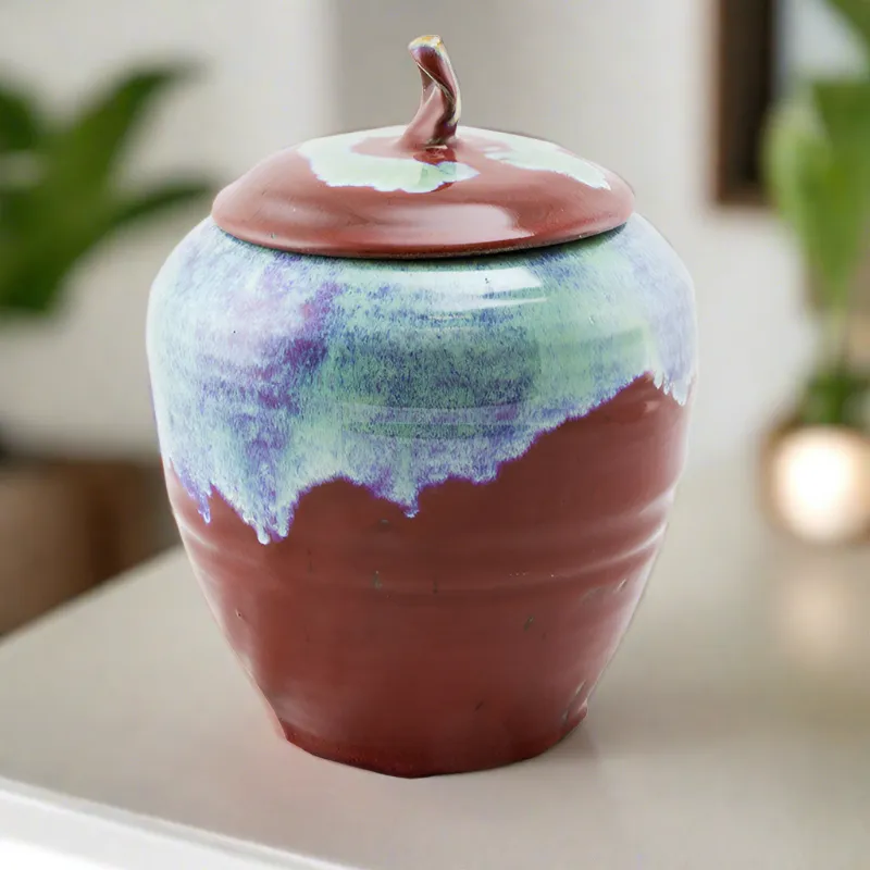 Rustic Ruby Ceramic Cremation Urn