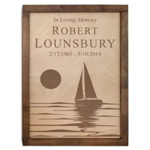 Sailboat Wall Mounted Wood Cremation Urn Plaque