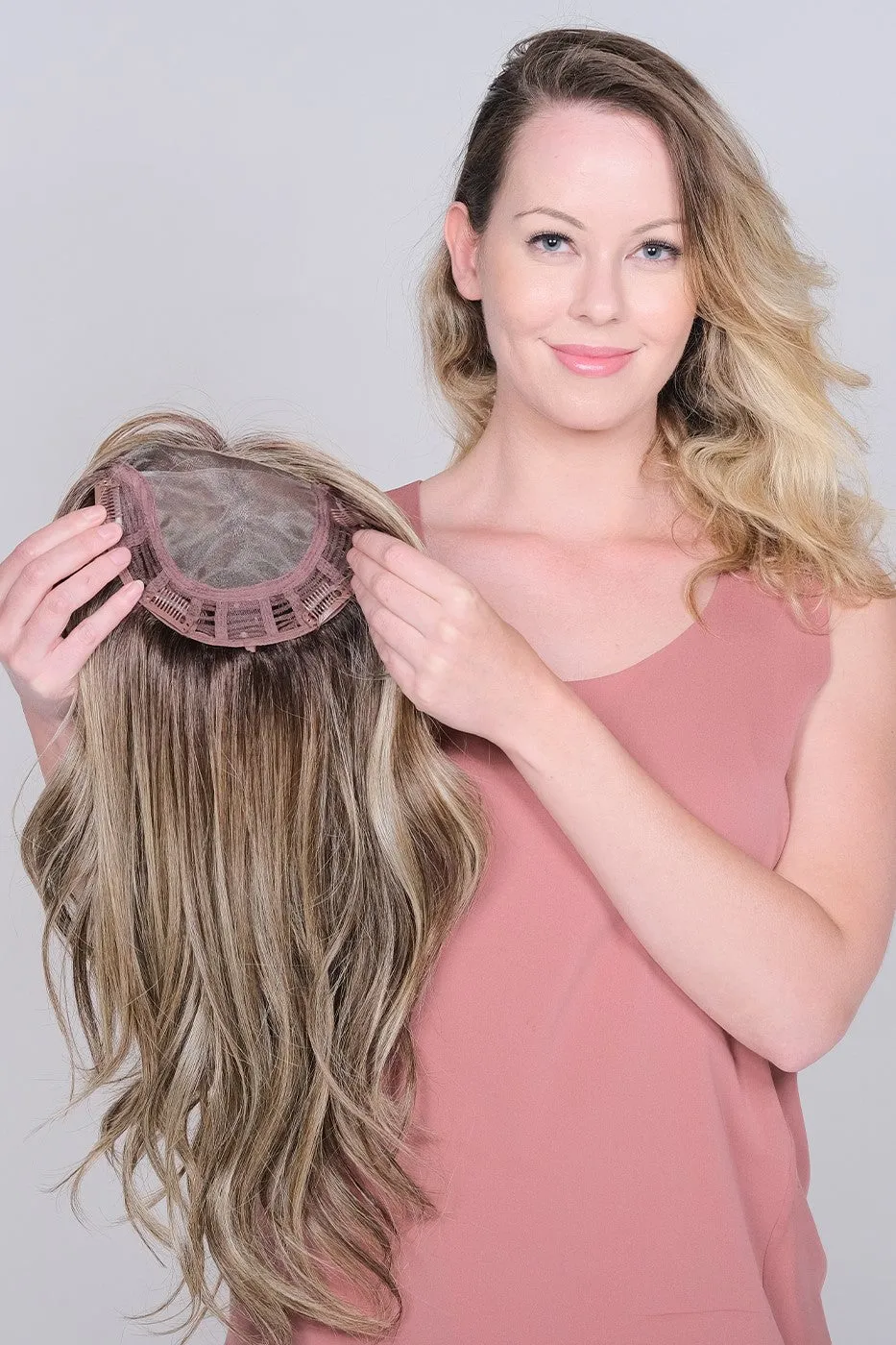 Sale - Belle Tress Toppers - Lace Front Mono Top Peerless 19  (#7016) - Color: Coconut Silver Blonde