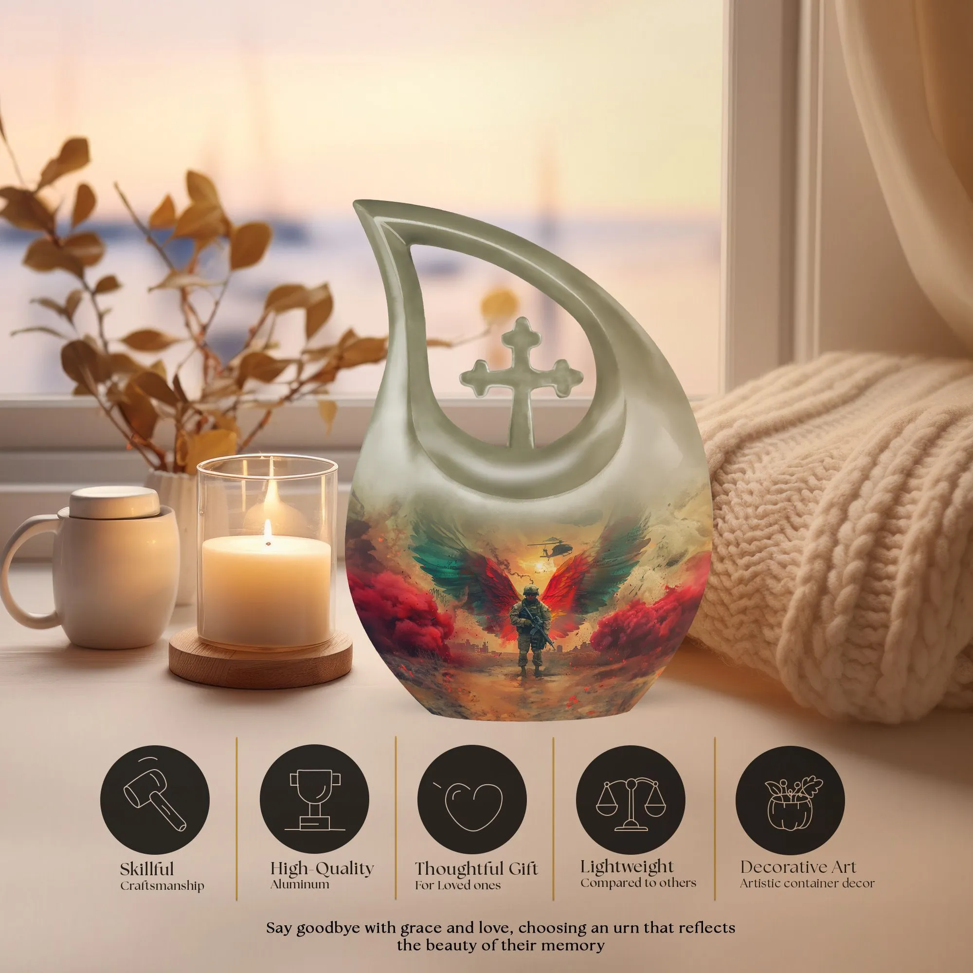 Salute To Valor - Military themed, Ashes Keepsake Memorial Urn
