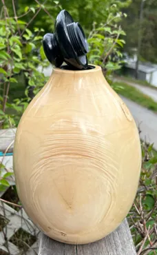 Salvaged Maple Wood Turned Urn 3