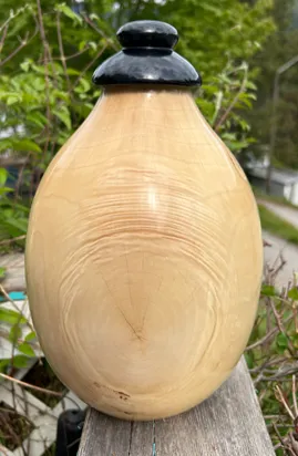Salvaged Maple Wood Turned Urn 3