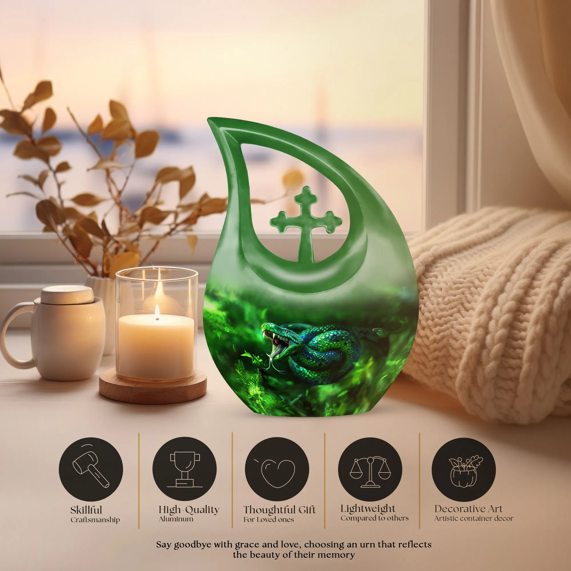 Serenity Snake Urn Respectful All Faith Remembrance Container