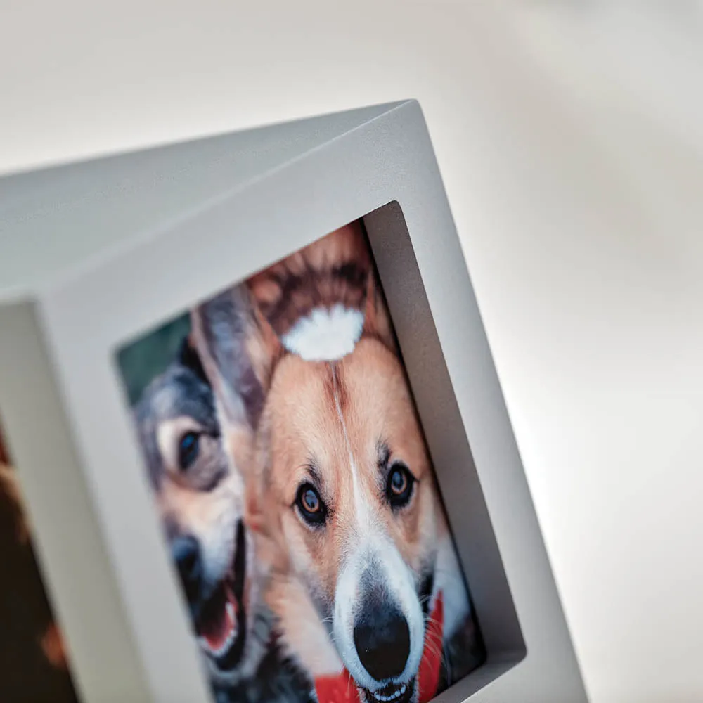 Silver Pet Photo Cube Urn in Small