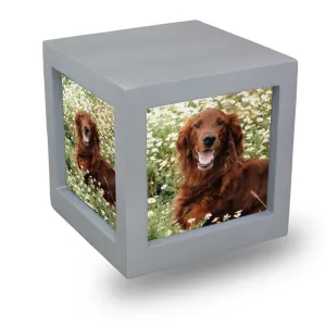 Silver Photo Cube Cremation Urn in Medium