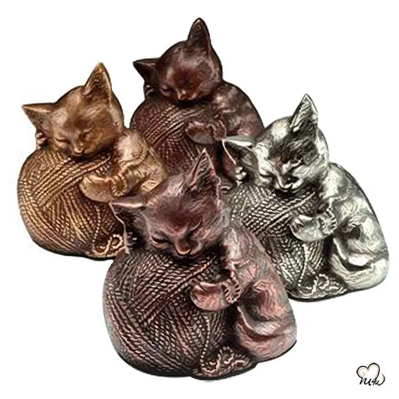 Sleeping Cat Urn For Ashes in Pewter