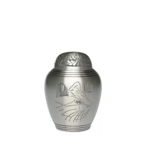 SMALL Brass Urn -1576- Engraved KITTY face