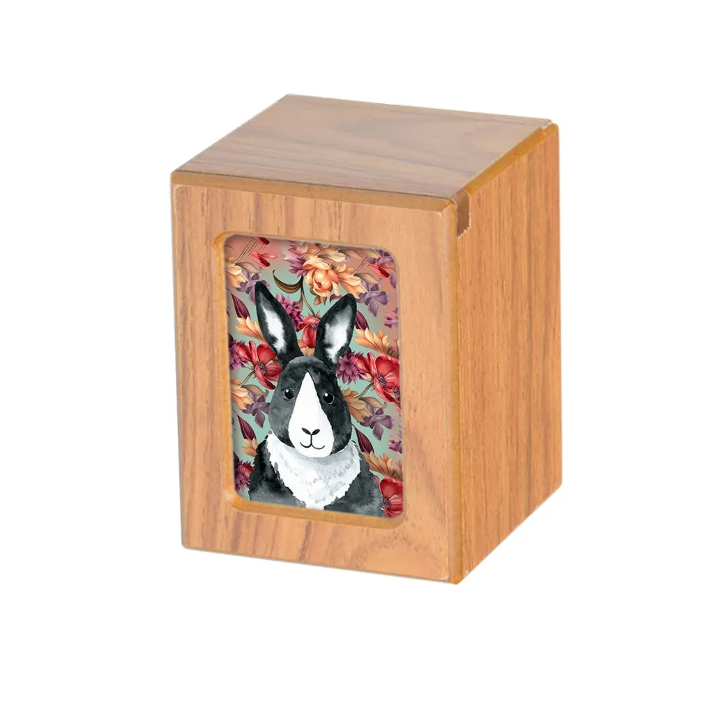 SMALL PY06 - Black & White Rabbit with Floral Background