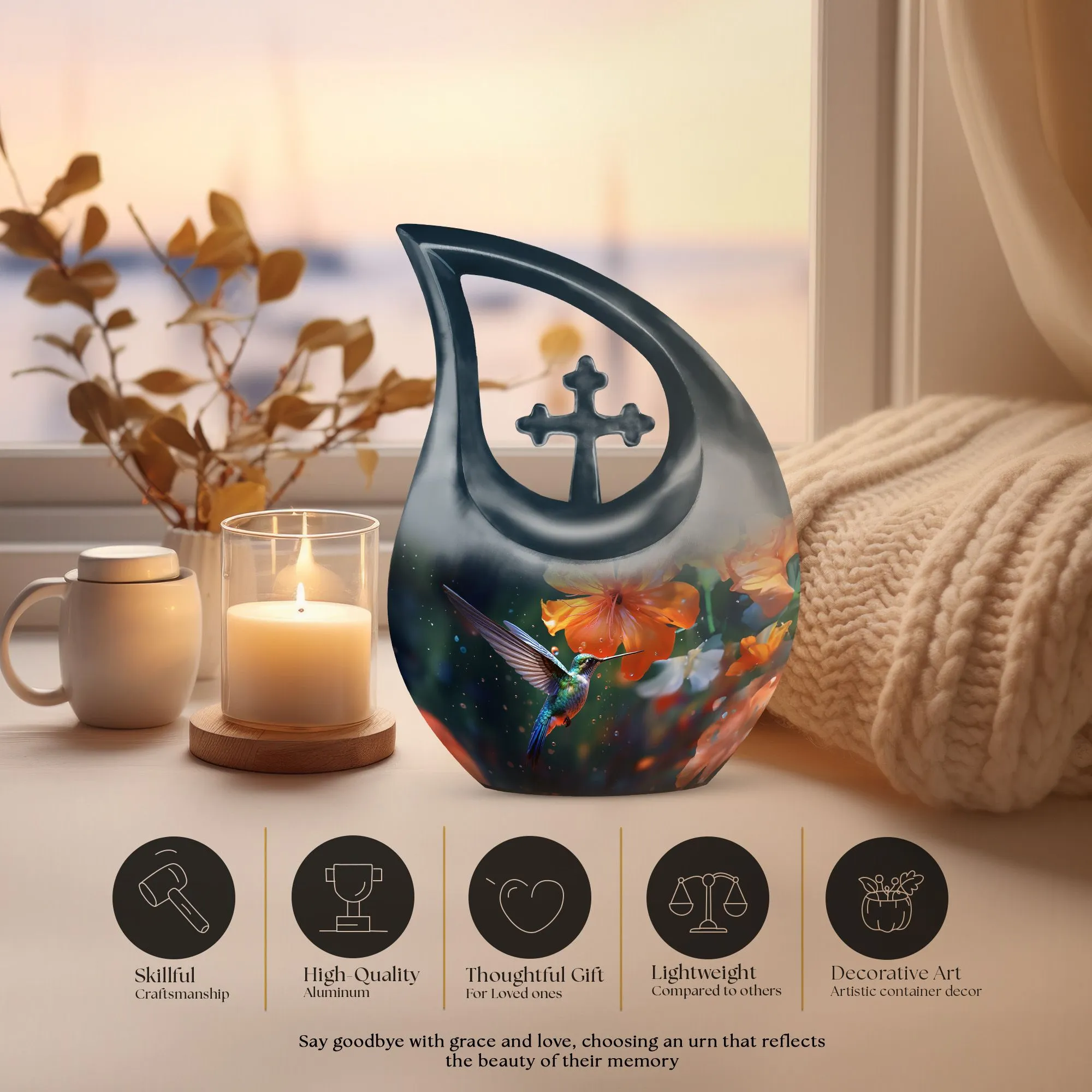 Soothing Hummingbirds Tribute - A Cherished Memorial Urns for Ashes