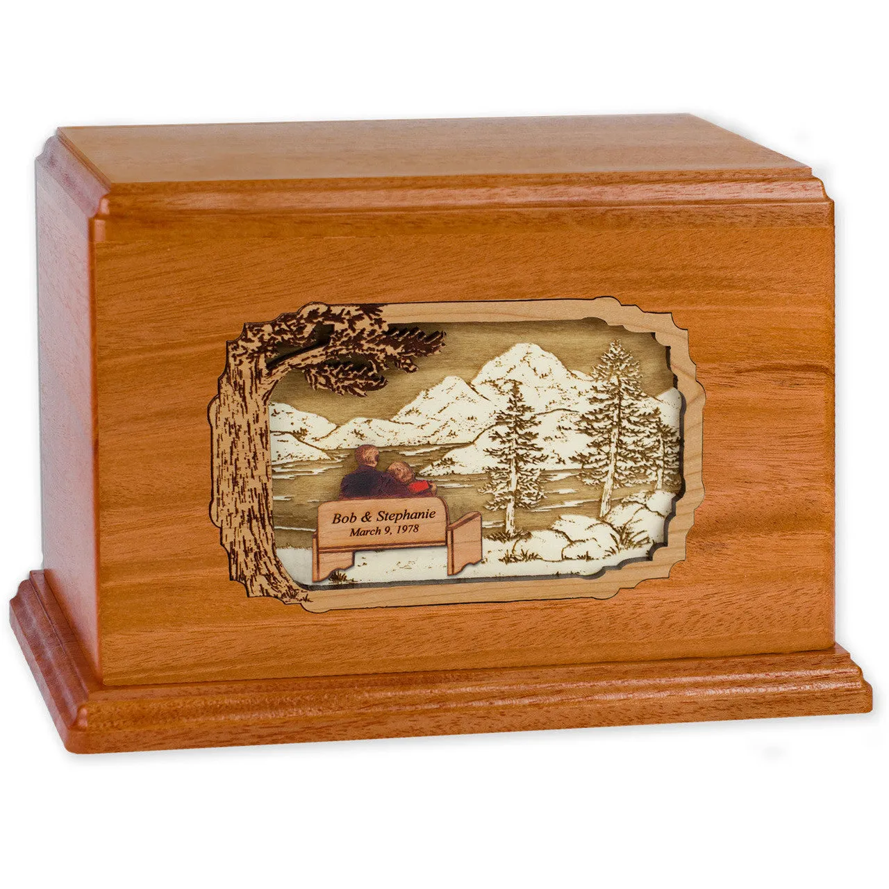 Soulmates Companion Urn with Wedding Date & Inlay Art Scene