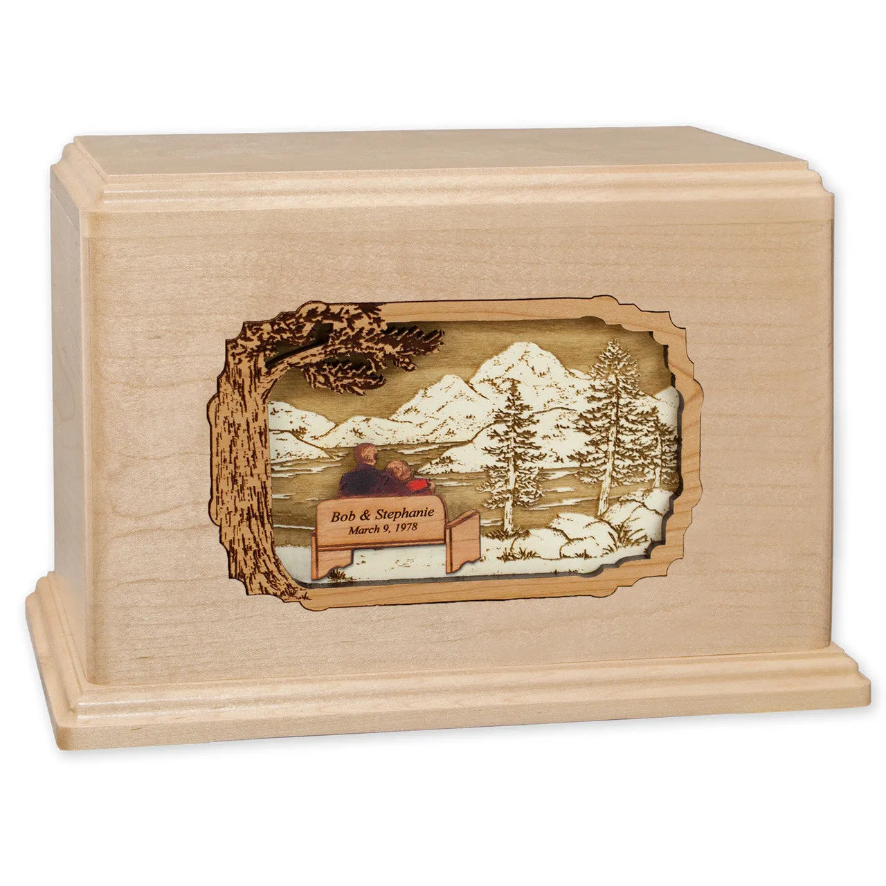 Soulmates Companion Urn with Wedding Date & Inlay Art Scene