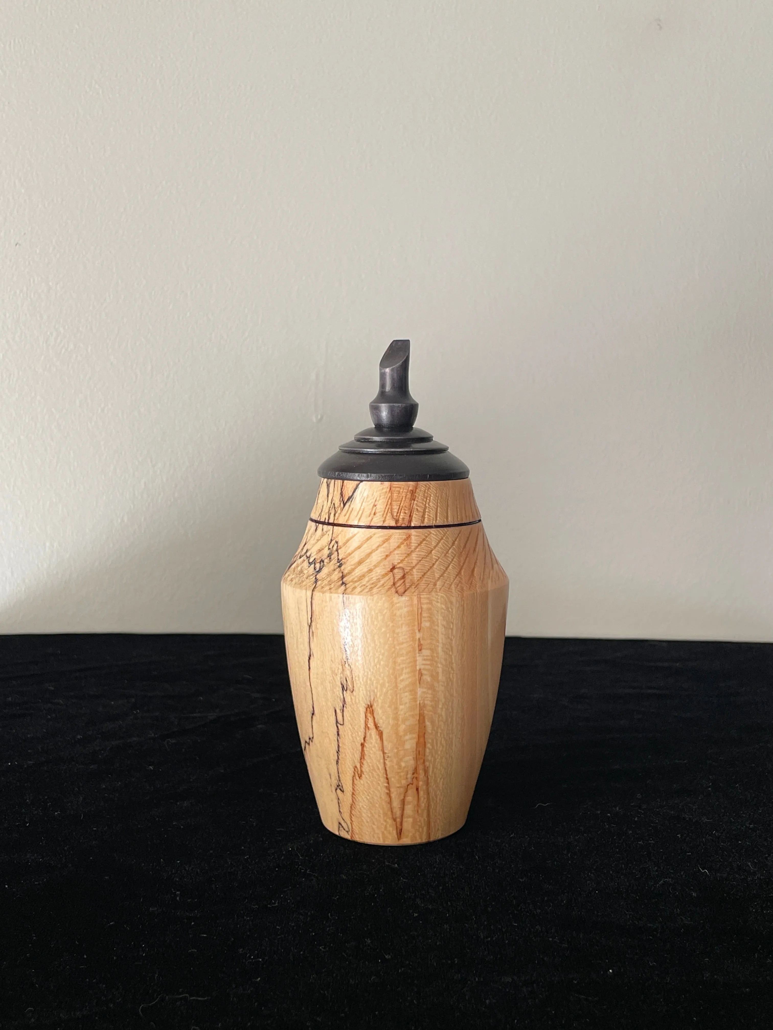 Spalted Maple Turned Pet Urn with Pointed Top