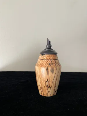 Spalted Maple Turned Pet Urn with Pointed Top