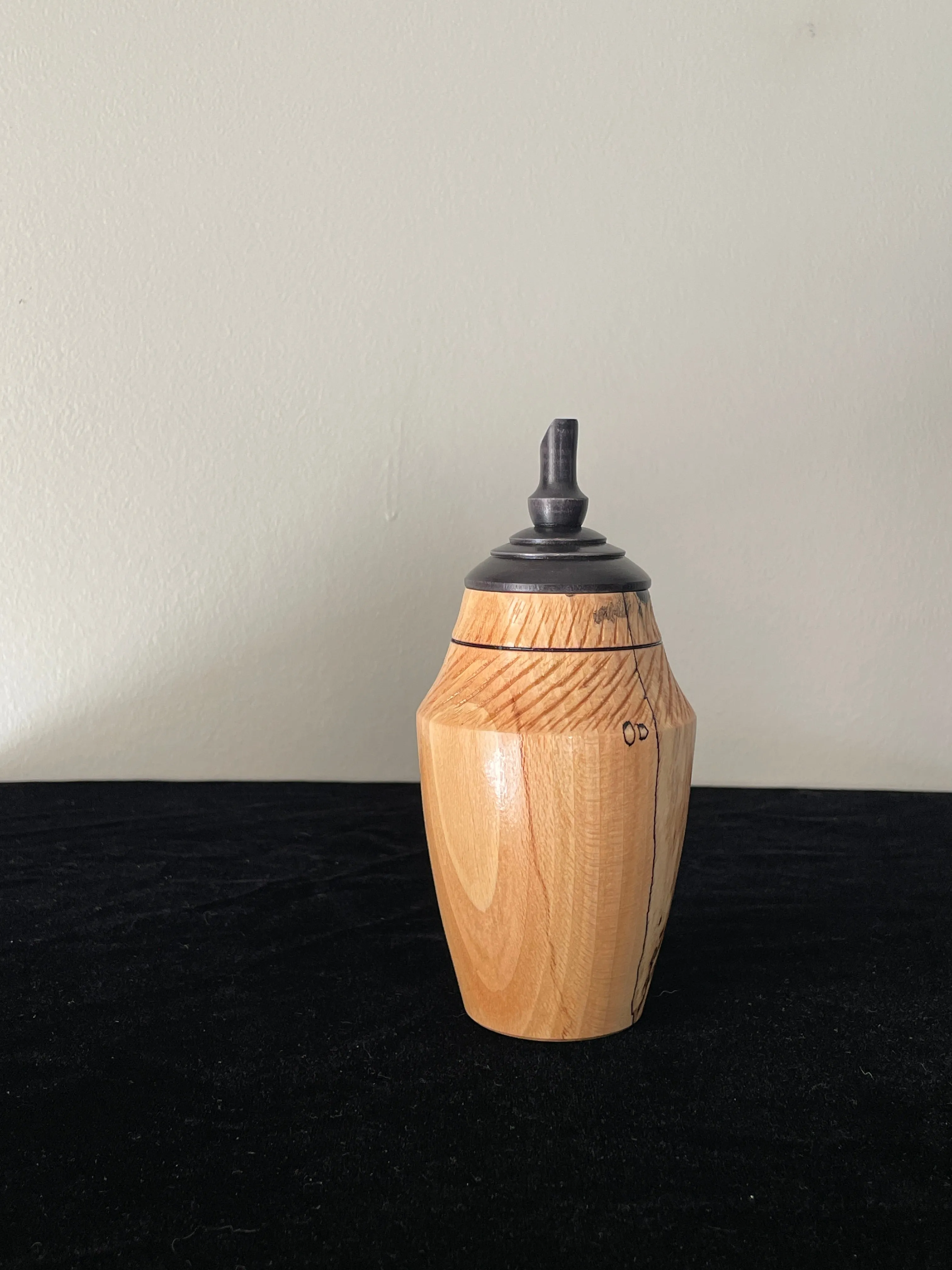 Spalted Maple Turned Pet Urn with Pointed Top