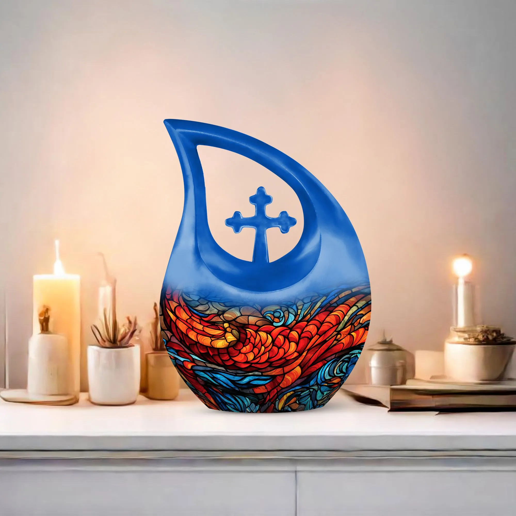 Stained Glass Cremation Urn For Human Ashes