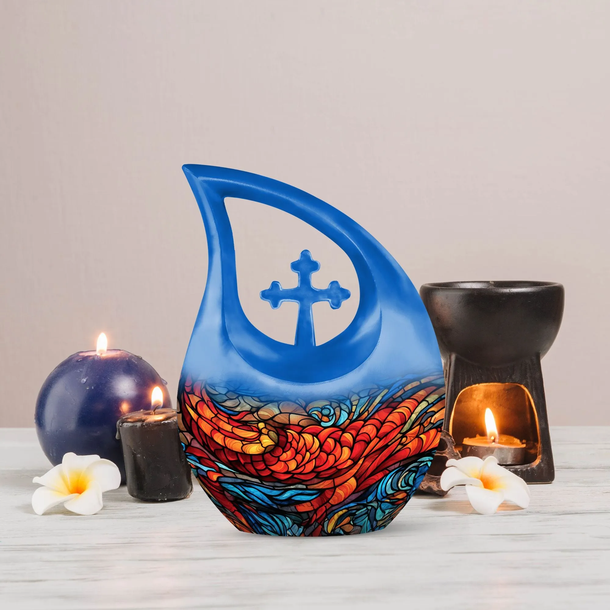 Stained Glass Cremation Urn For Human Ashes