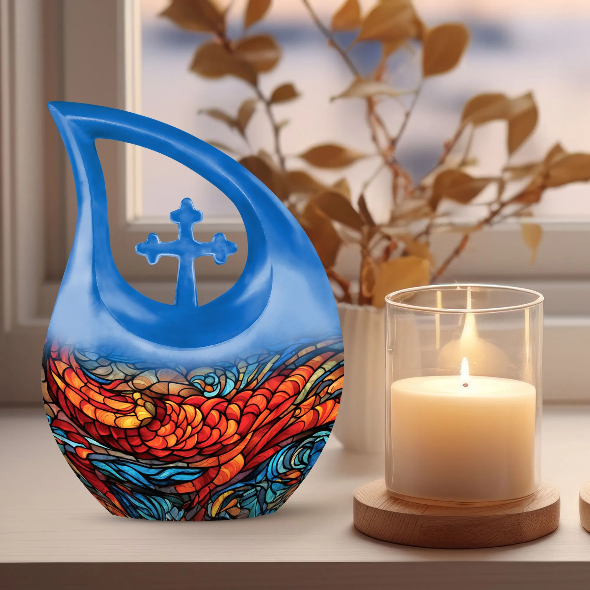 Stained Glass Cremation Urn For Human Ashes