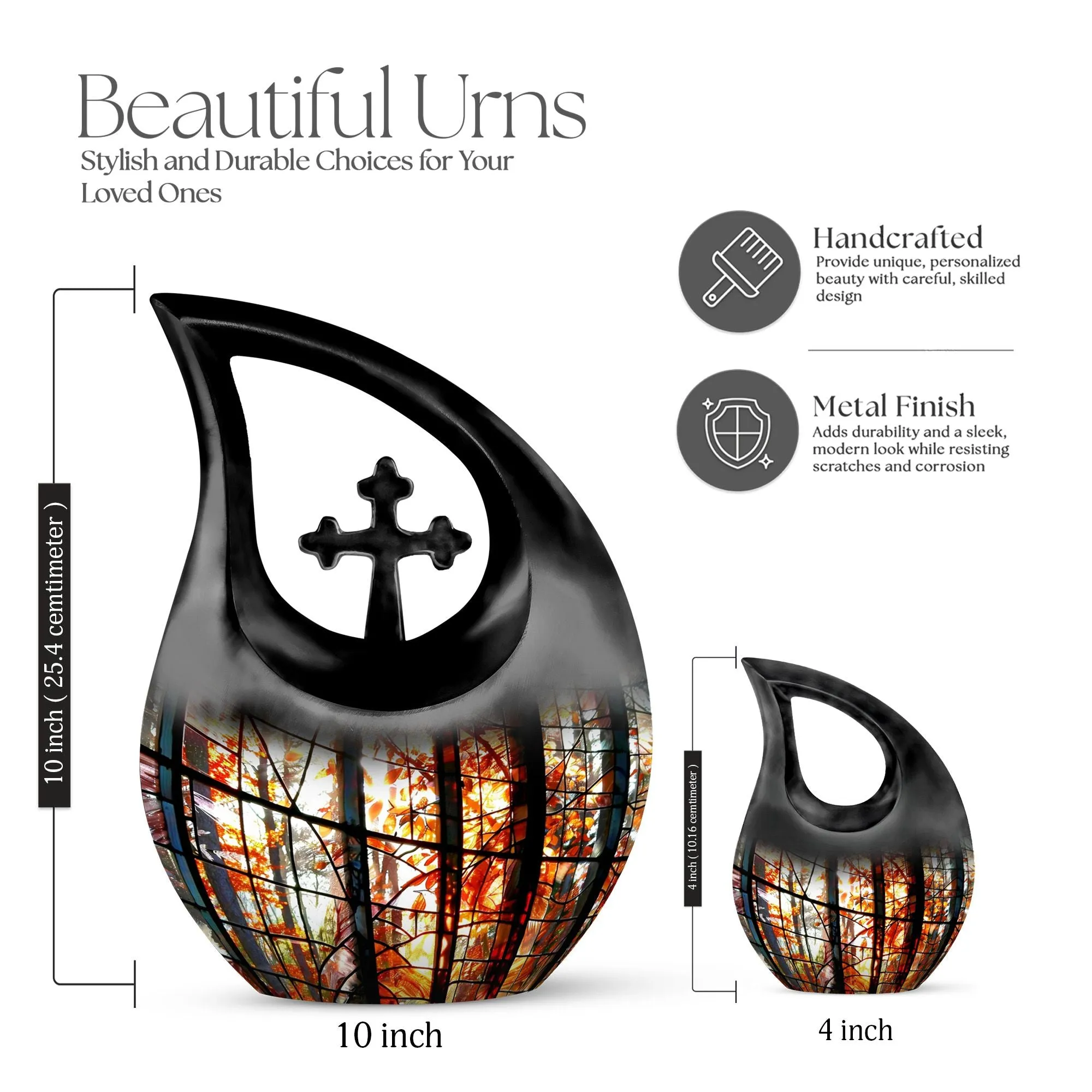 Stained Glass Cross Drop Urn - A Perfect Memorial for Loved Ones