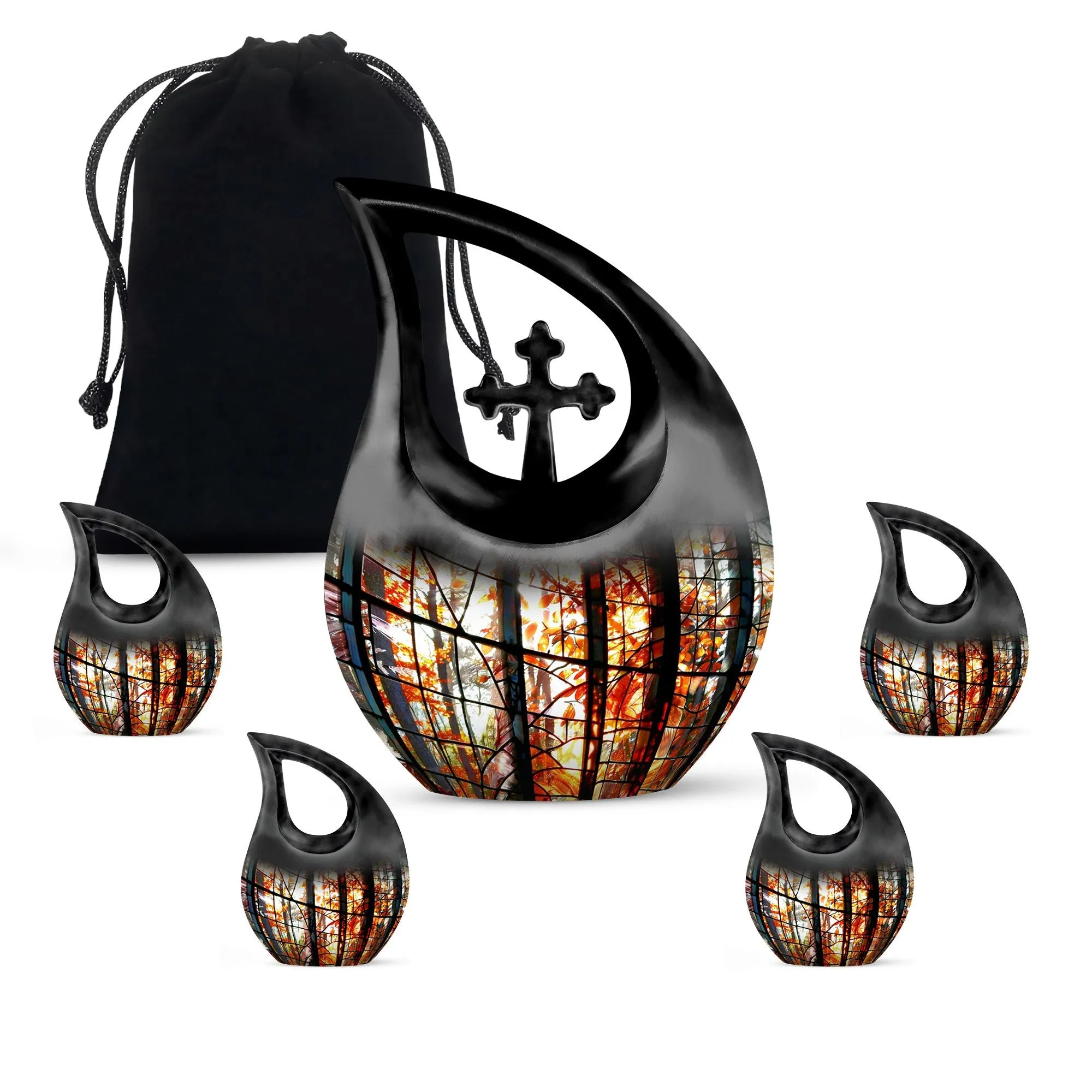 Stained Glass Cross Drop Urn - A Perfect Memorial for Loved Ones