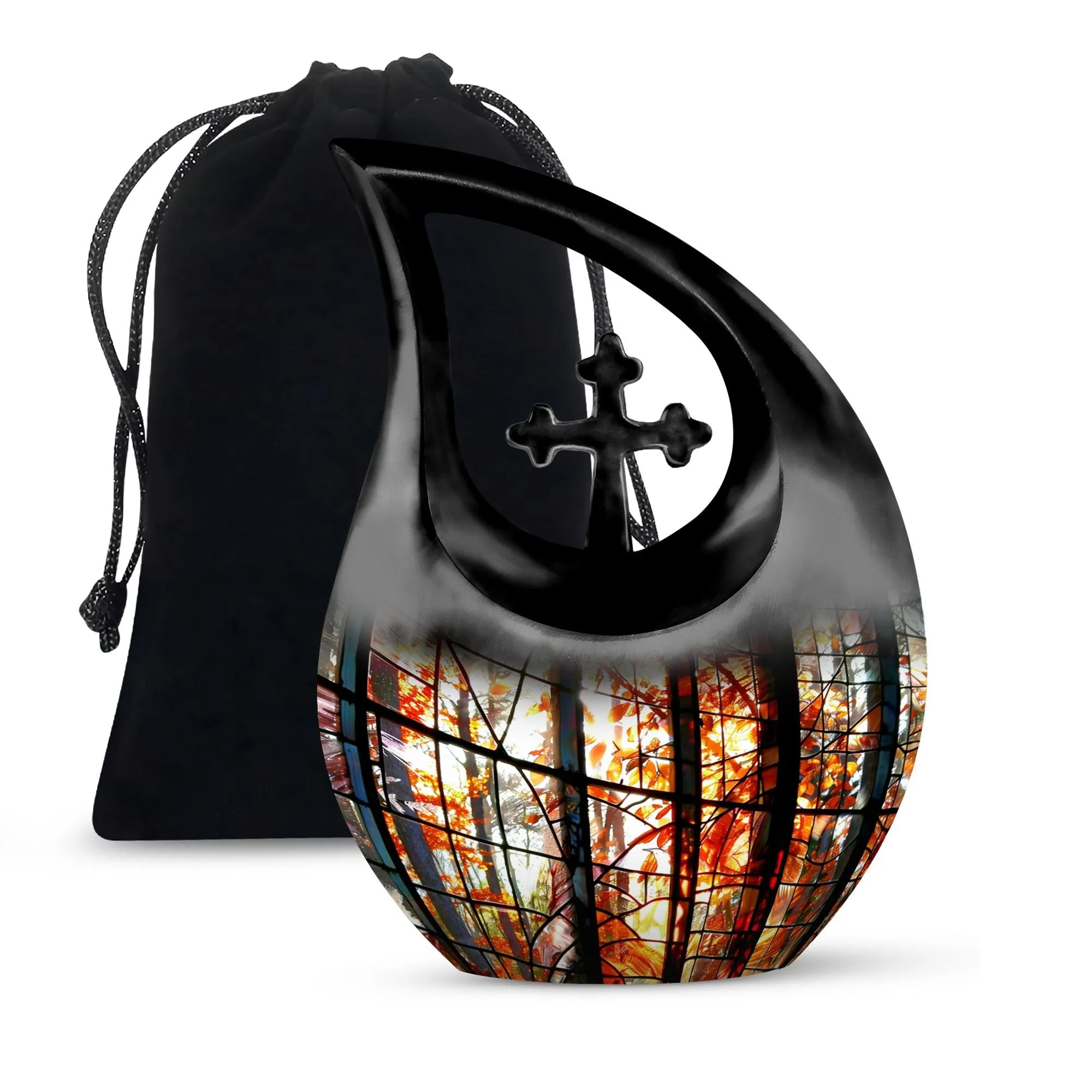 Stained Glass Cross Drop Urn - A Perfect Memorial for Loved Ones