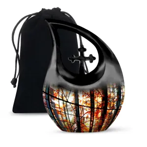 Stained Glass Cross Drop Urn - A Perfect Memorial for Loved Ones