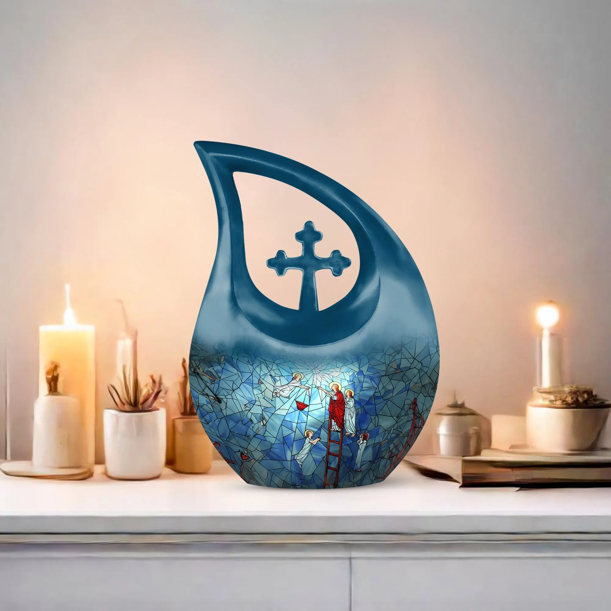 Stained Glass Urn:  Medium Size Memorial Cremation Urn