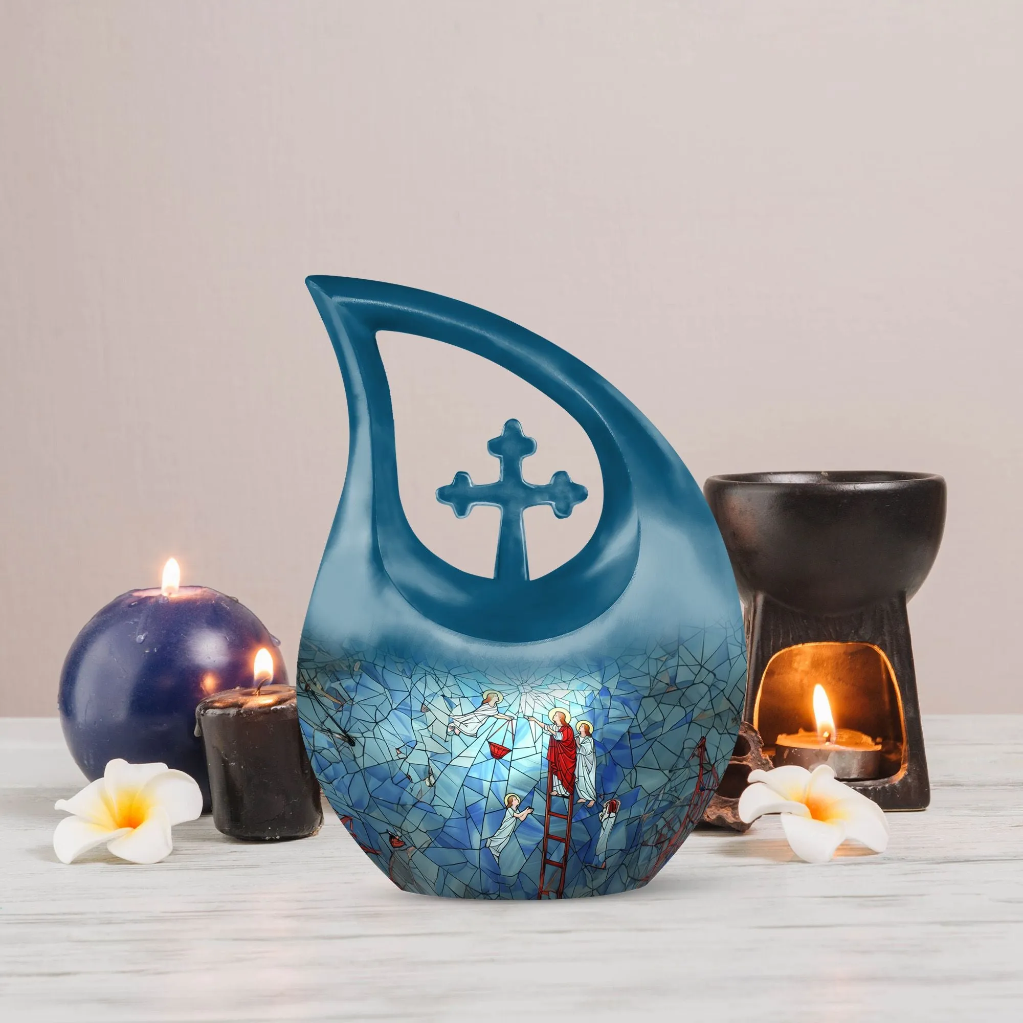 Stained Glass Urn:  Medium Size Memorial Cremation Urn