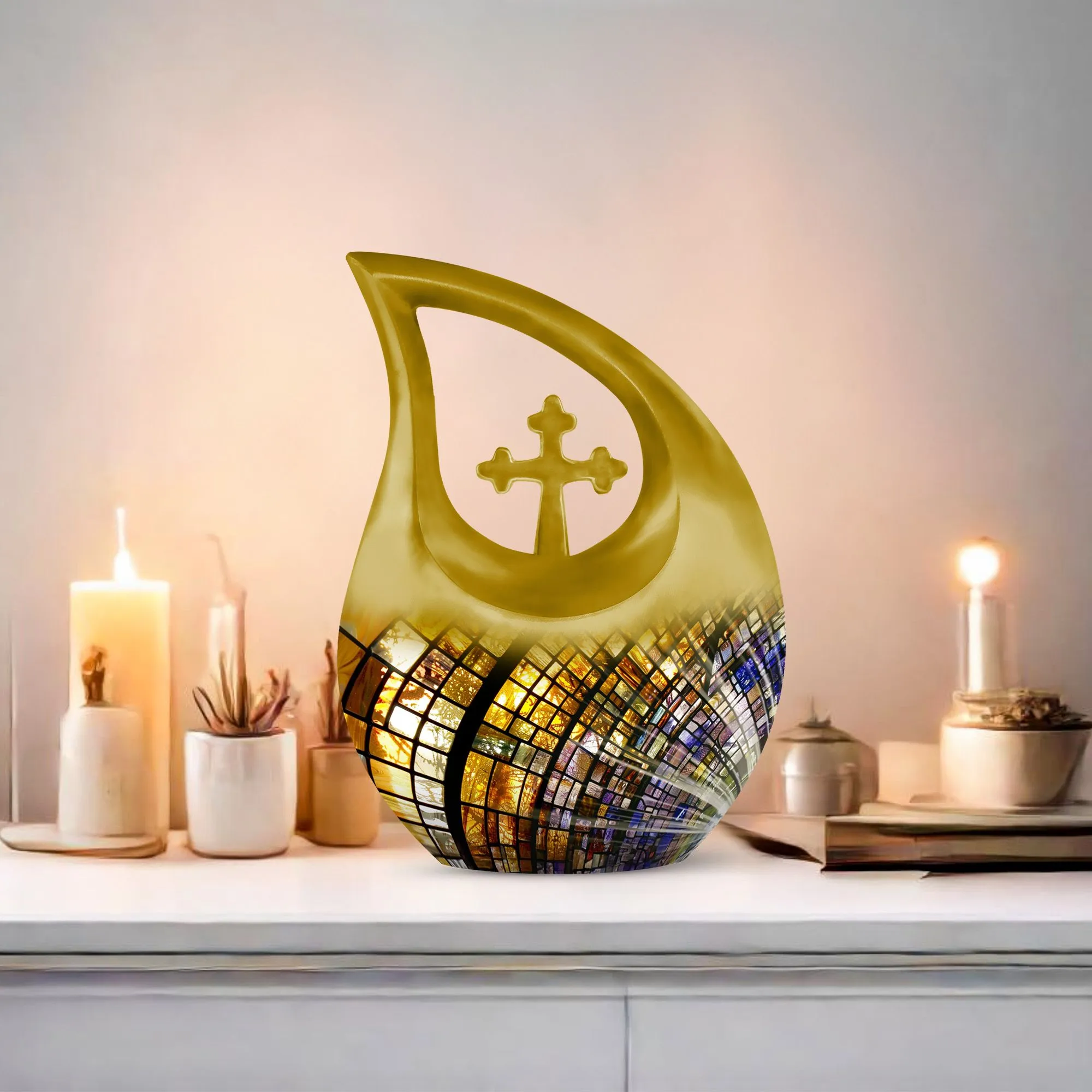 Stained Glass Urn- Personalized Container For Ashes