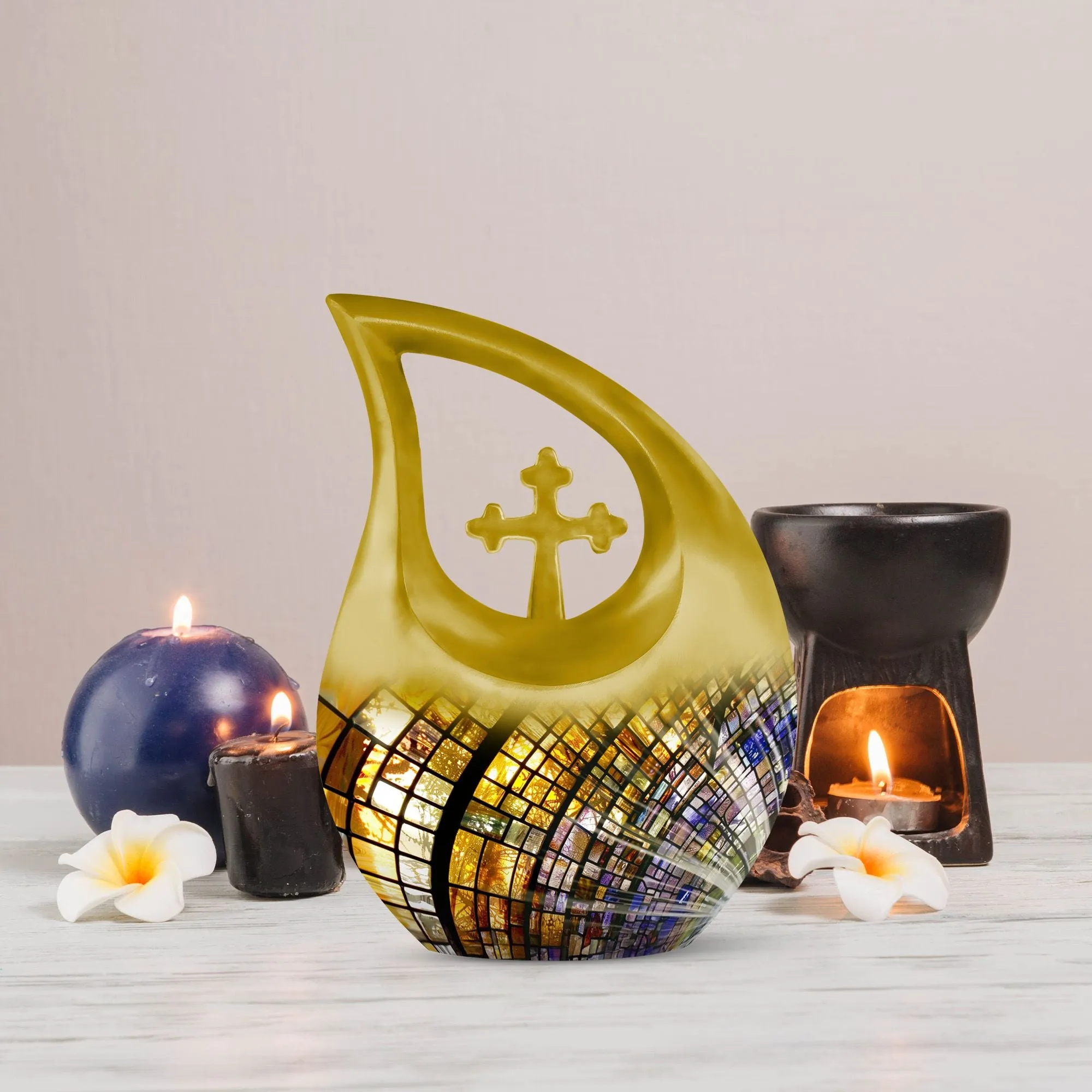 Stained Glass Urn- Personalized Container For Ashes