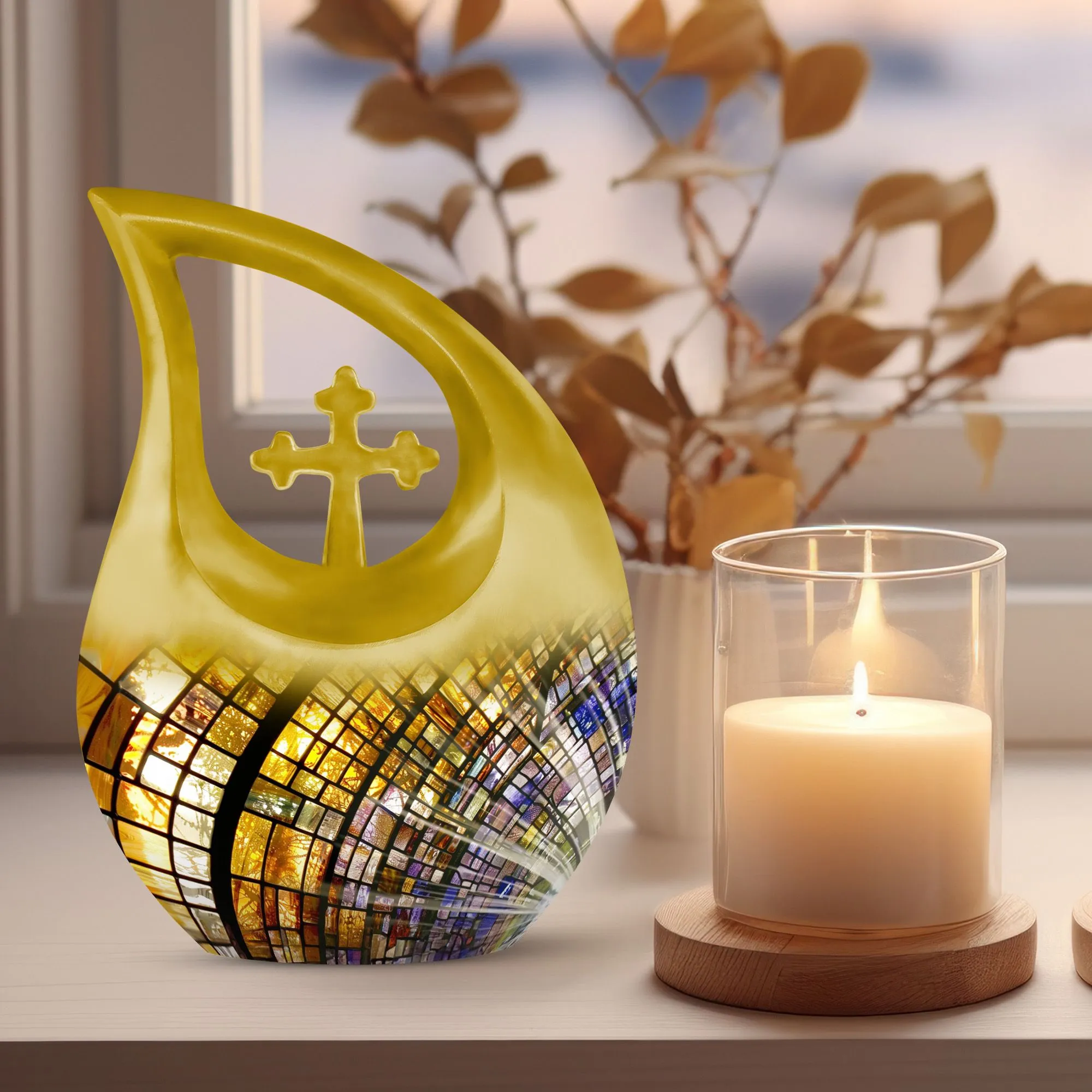 Stained Glass Urn- Personalized Container For Ashes