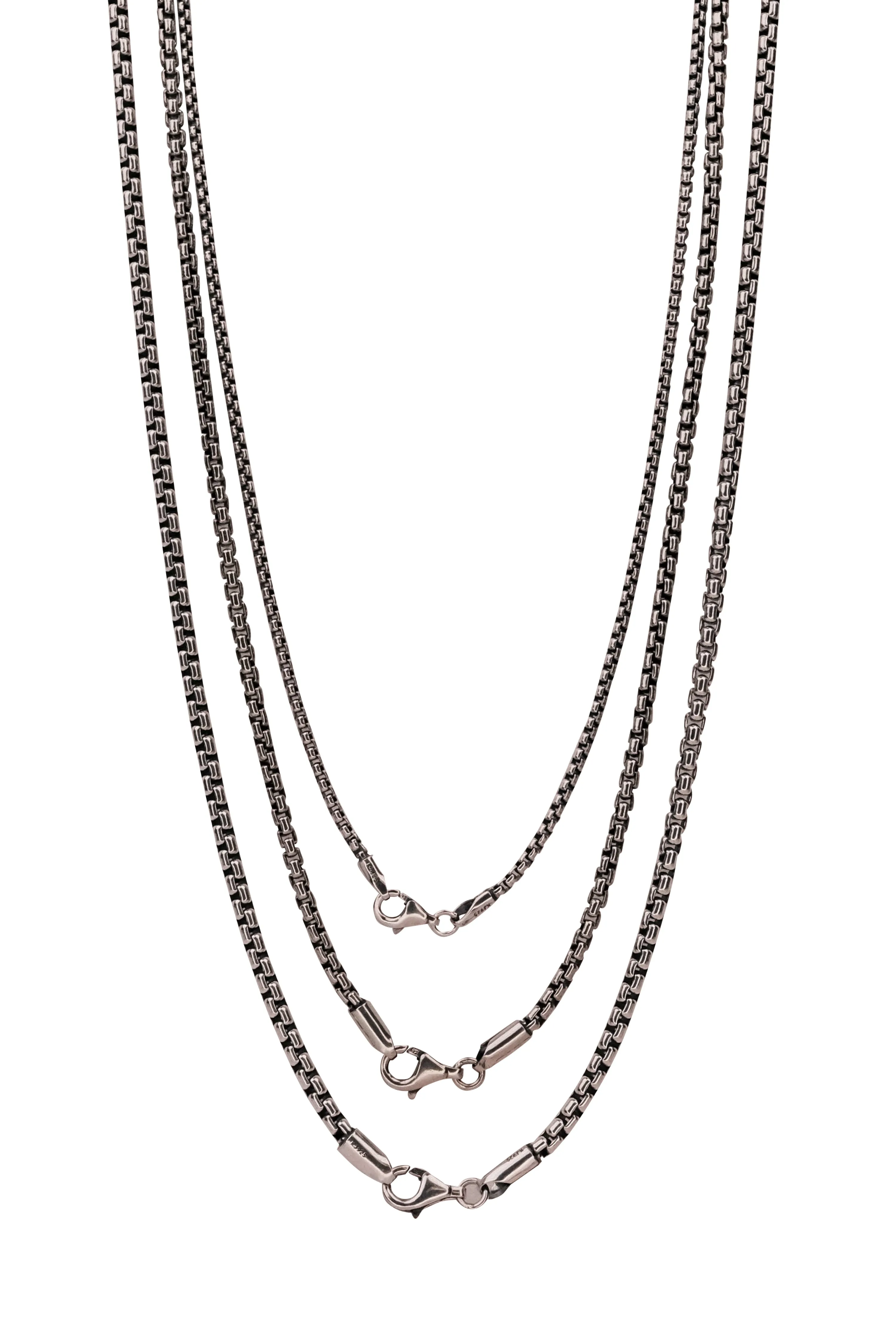 Sterling Silver Venetian Box Chain - Oxidized