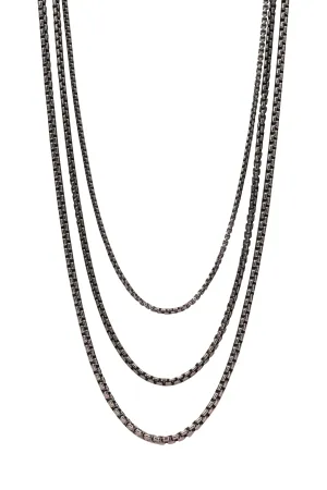 Sterling Silver Venetian Box Chain - Oxidized