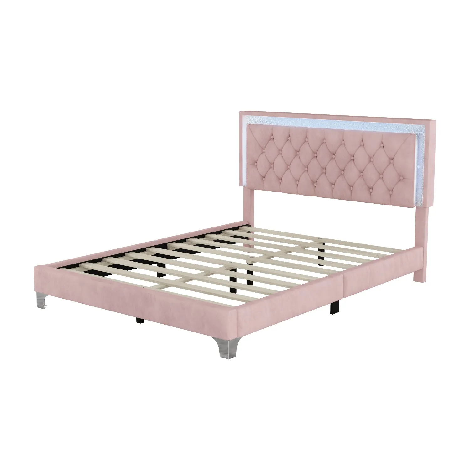 Streamdale Queen Upholstered Bed Frame with LED Lights