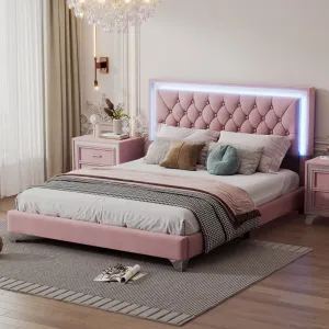 Streamdale Queen Upholstered Bed Frame with LED Lights