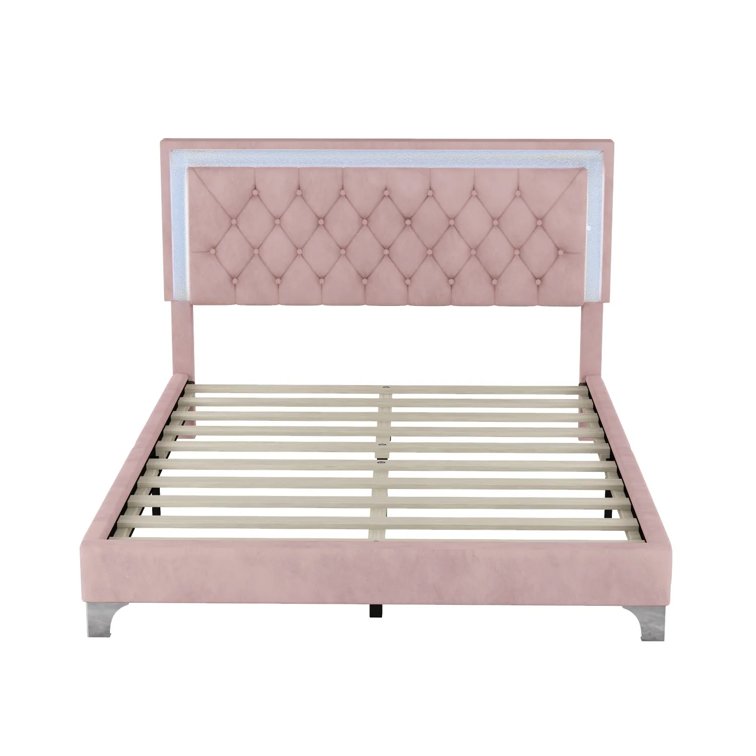 Streamdale Queen Upholstered Bed Frame with LED Lights