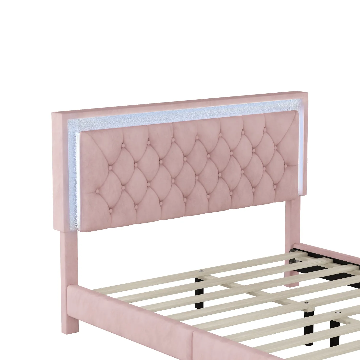 Streamdale Queen Upholstered Bed Frame with LED Lights