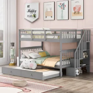 Streamdale Stairway Full-Over-Full Bunk Bed with Trundle & Storage