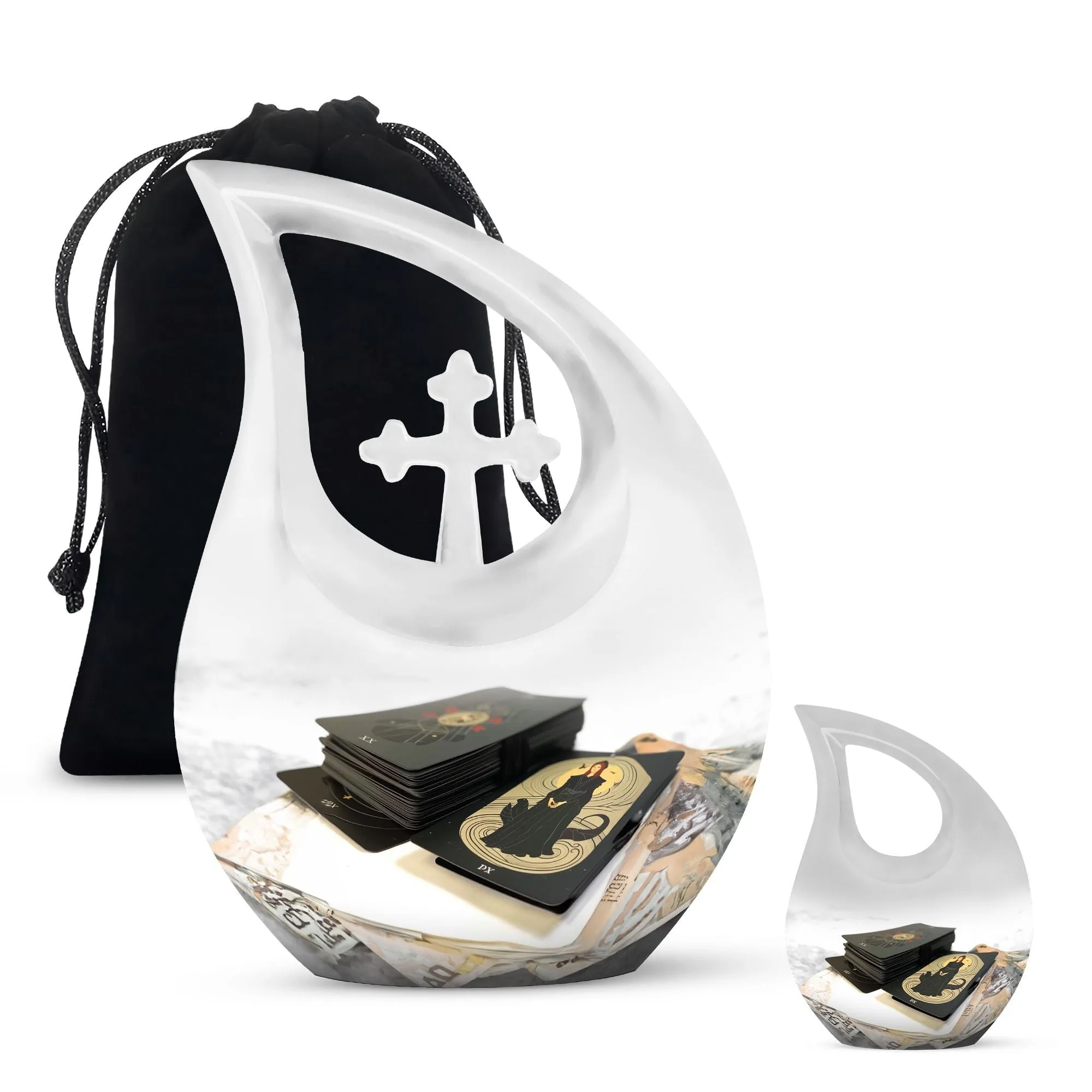 Tarot Tribute Memorial Urn With Exquisite Cross Drop
