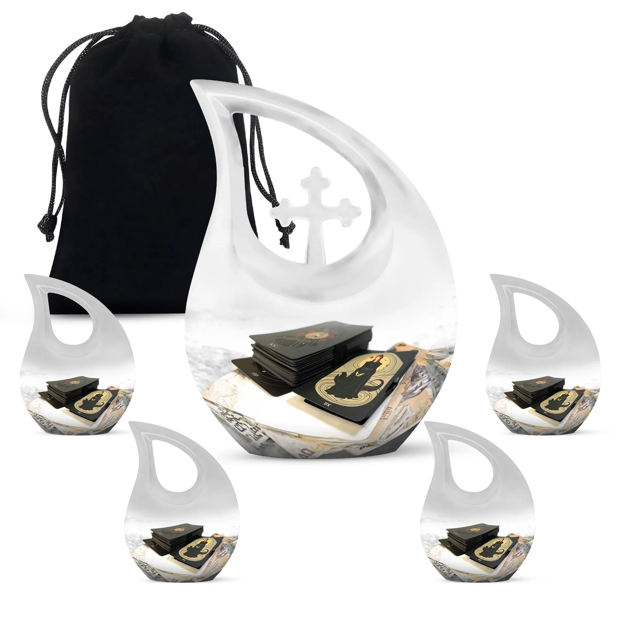 Tarot Tribute Memorial Urn With Exquisite Cross Drop