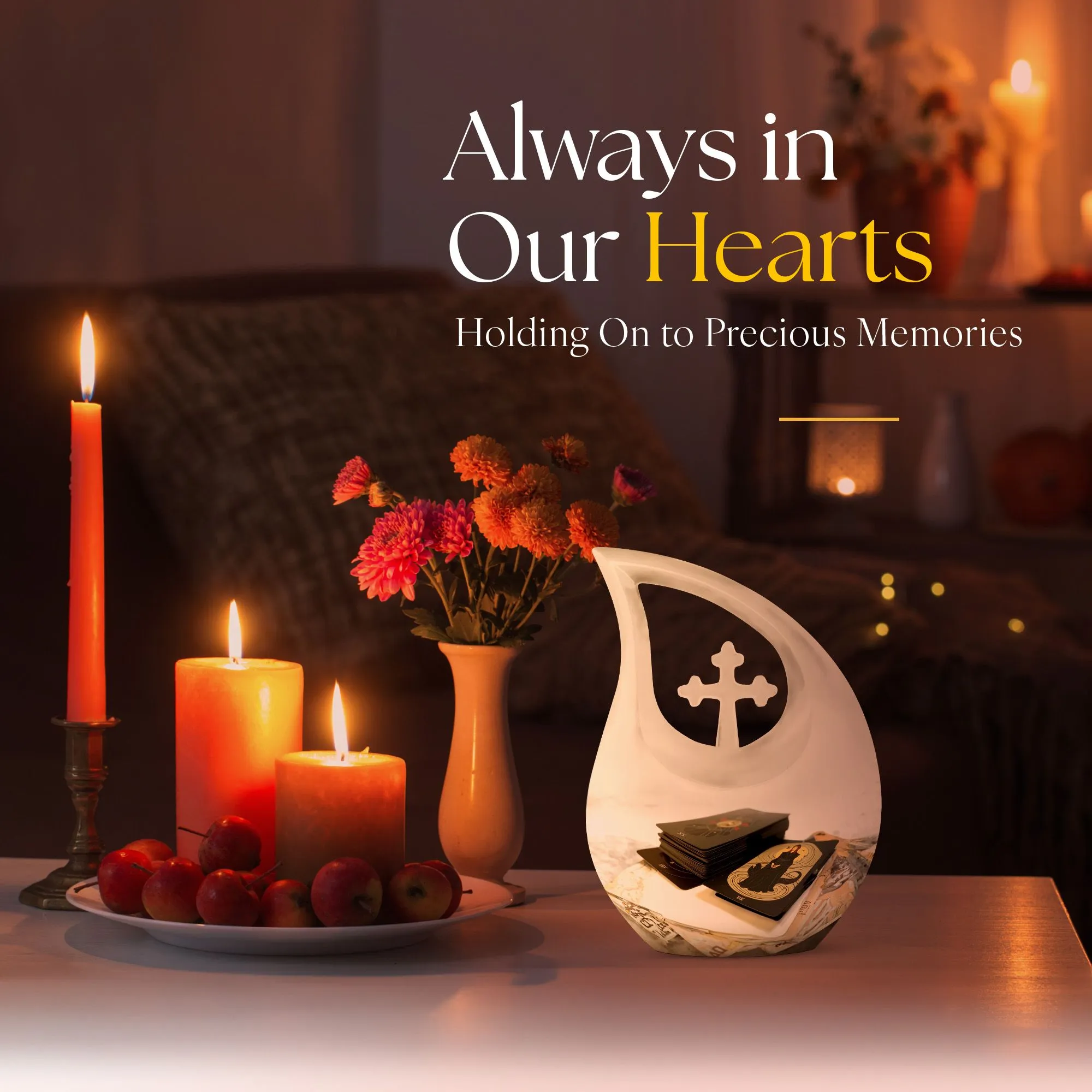 Tarot Tribute Memorial Urn With Exquisite Cross Drop