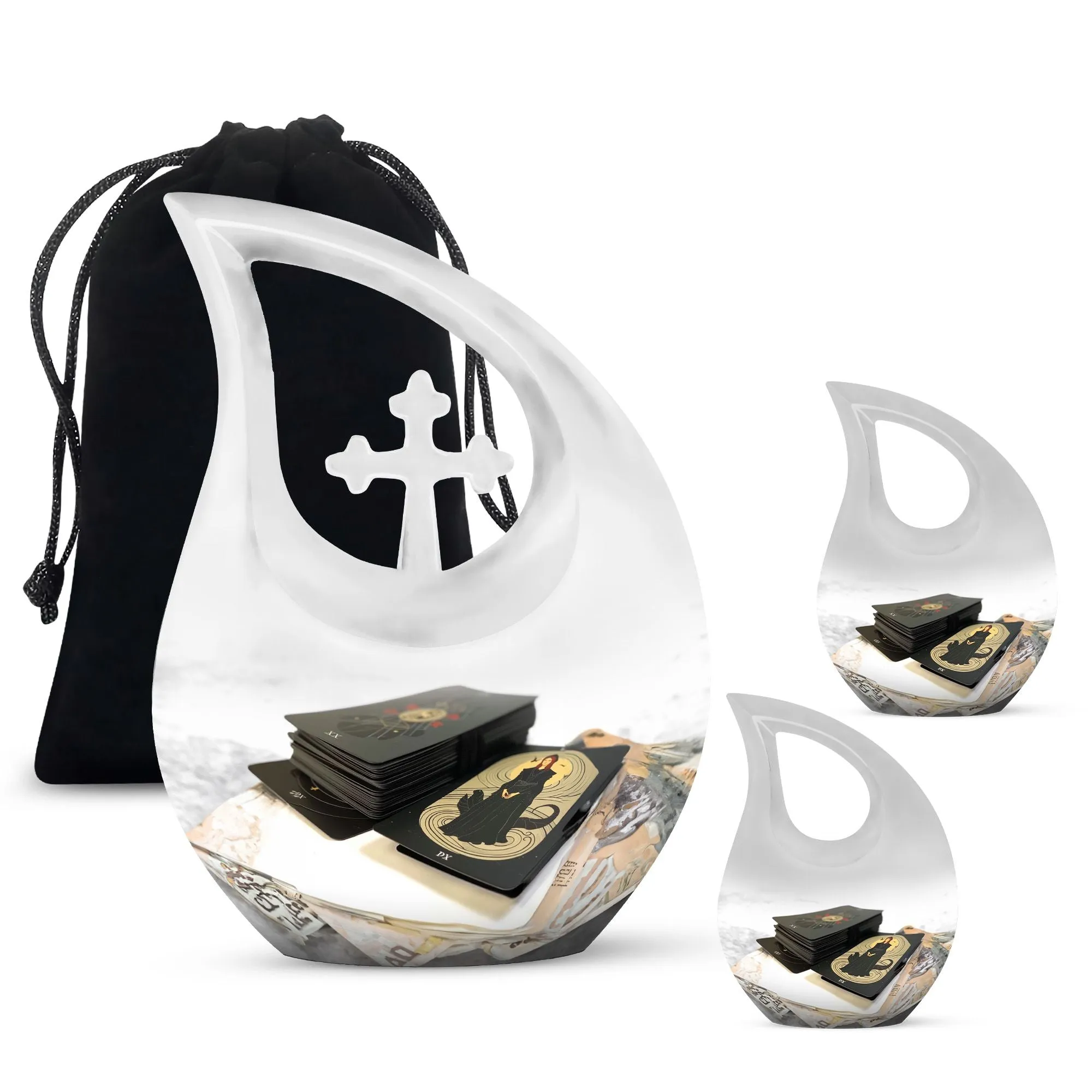 Tarot Tribute Memorial Urn With Exquisite Cross Drop