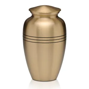Traditional Brass Cremation Urn with Decorative Rings