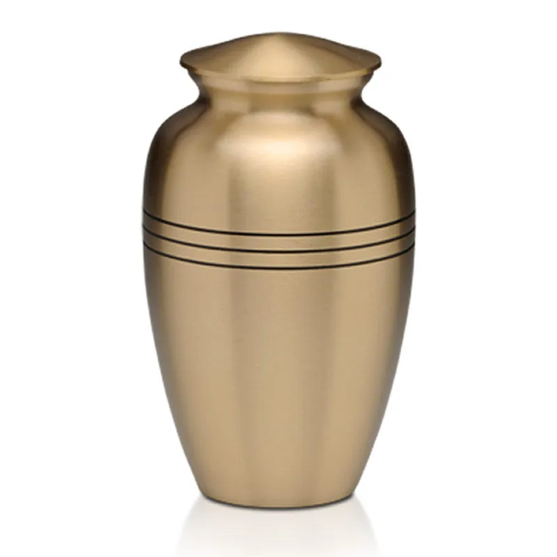 Traditional Brass Cremation Urn with Decorative Rings